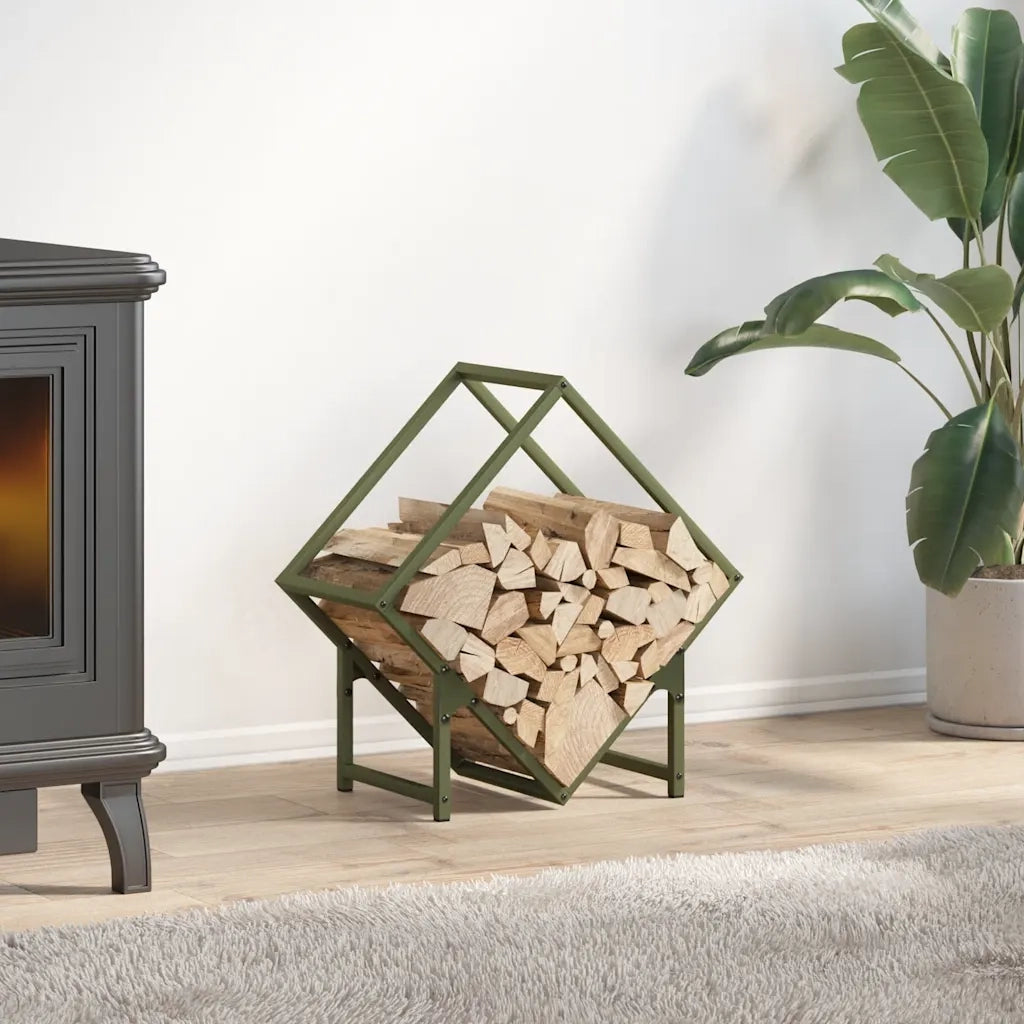 Rastrelliera per Legna da Ardere Verde Oliva 50x25x50 cm 864278
