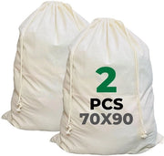 Set di 2 sacchetti di lavaggio in cotone premium - grande sacchetto di lavaggio da 100 litri con cordoncino, sacchetti di lavaggio duraturi per la lavatrice, certificati Oeko-TEX, sacchetti di lavaggio da viaggio (2 pezzi, 70 x 90)