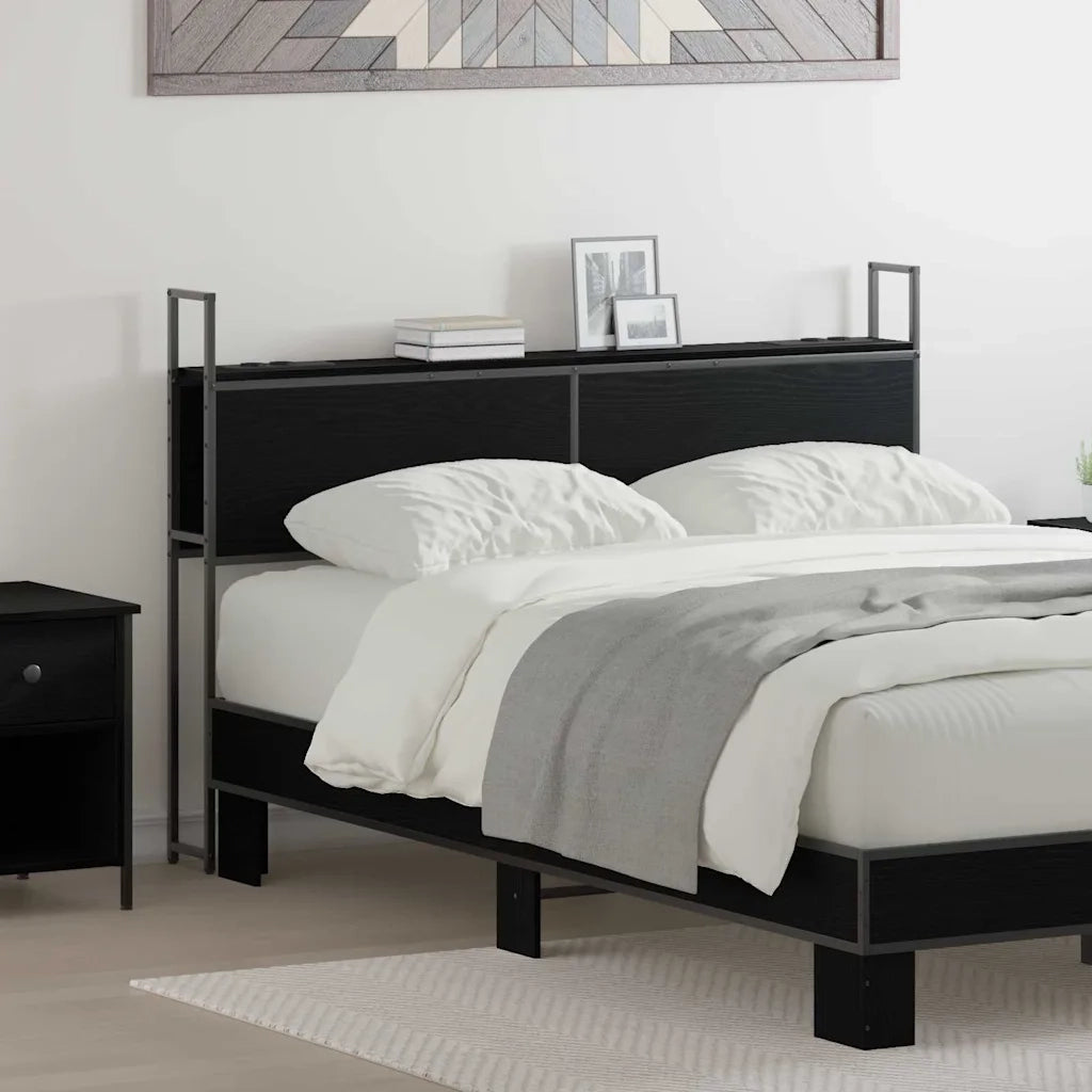 Testiera con Stazione di Carica e Storage Rovere nero 859810