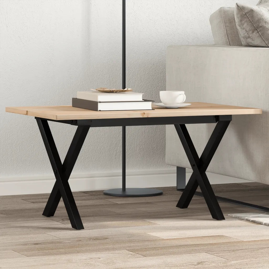 Tavolino da salotto | Tavolino da caff¨¨ | Tavolino da Soggiorno Telaio a X 80x50x40 cm Legno Pino e Acciaio
