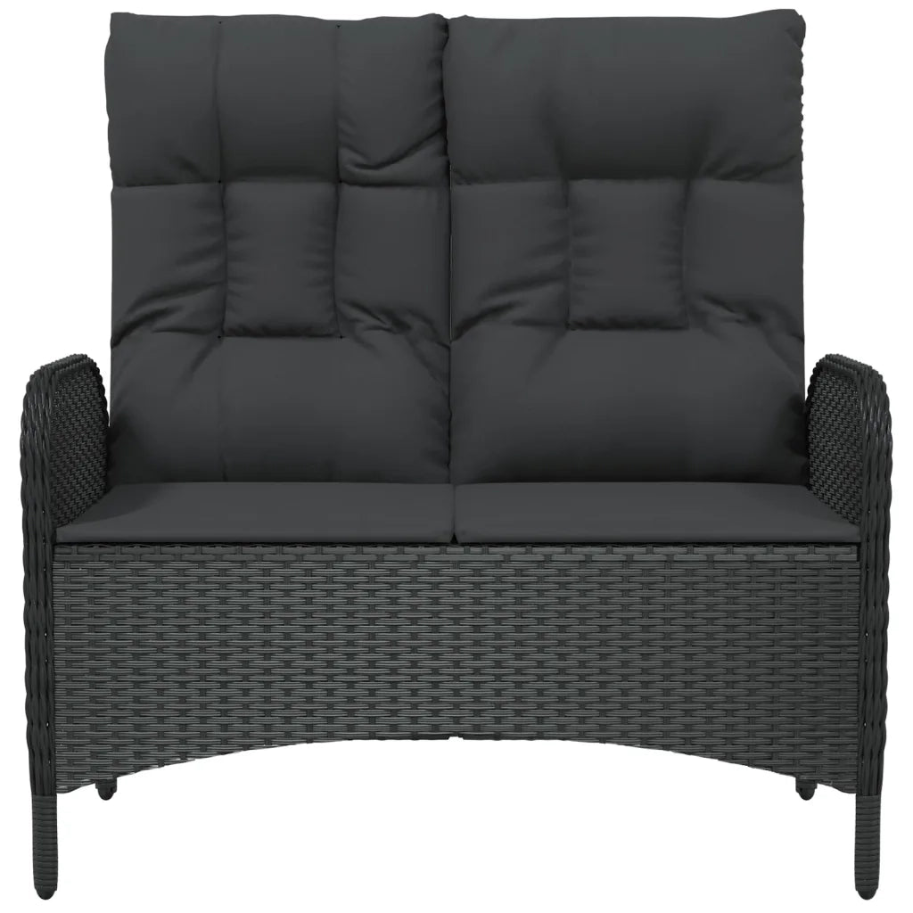 Panca Reclinabile da Giardino con Cuscini-Sgabello-Sedia da esterno 107cm Polyrattan Nera