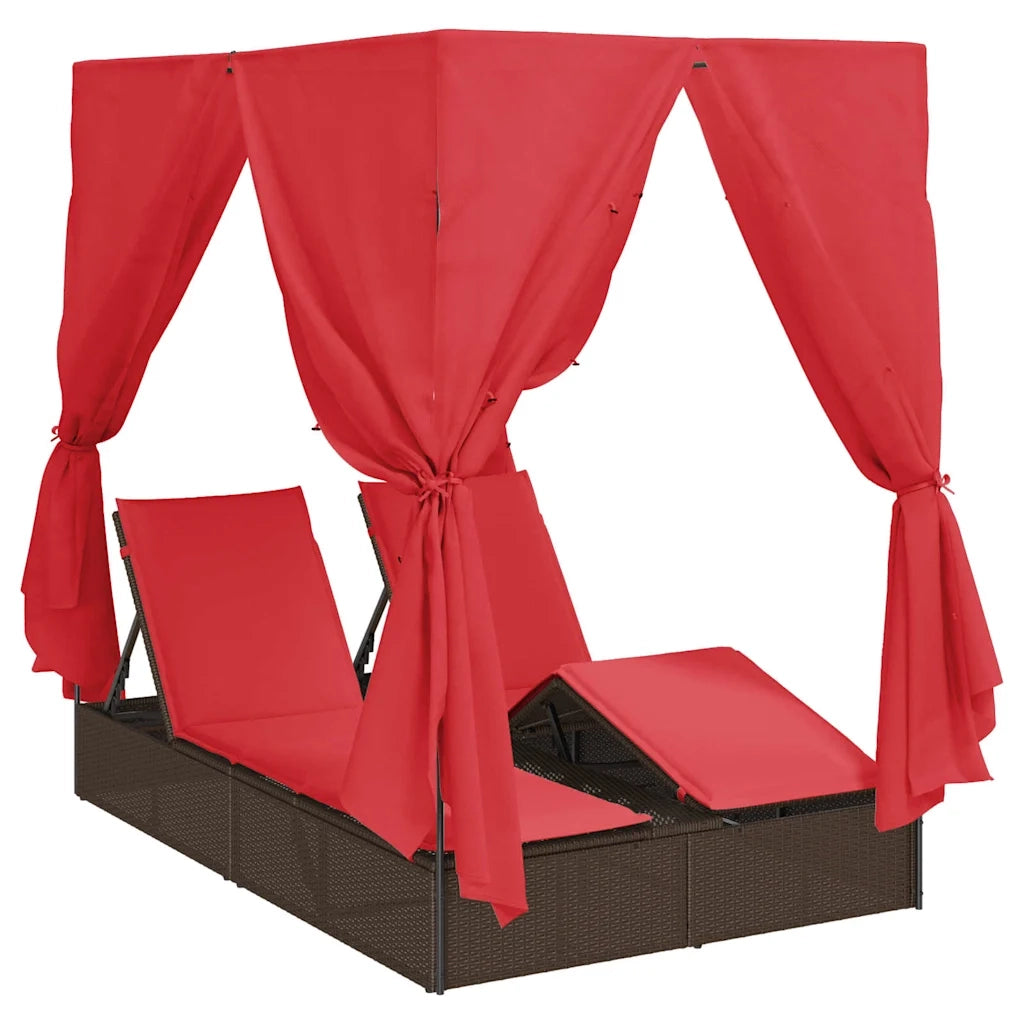 Lettino da sole doppio Rosso 205 x 129 x 200 cm polyrattan 3376133