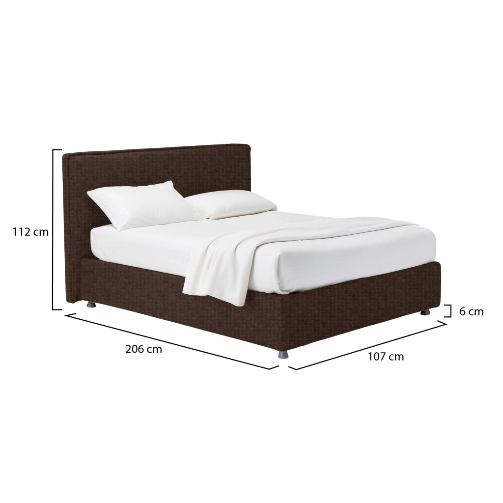 Bracknell, Letto Singolo Sfoderabile Made in Italy, Marrone