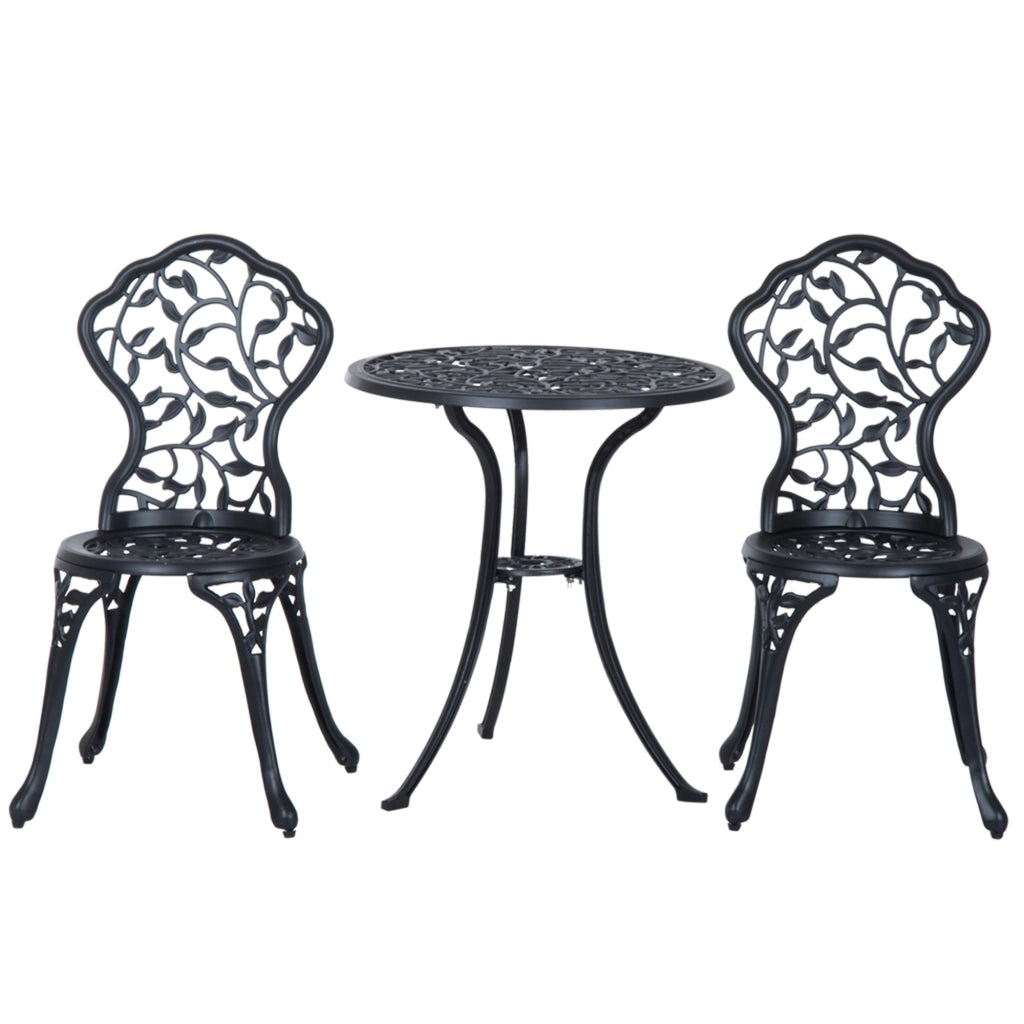 Set Giardino 3 Pezzi ¨C zephmum ¨C Sedie e Tavolo in Alluminio, Nero