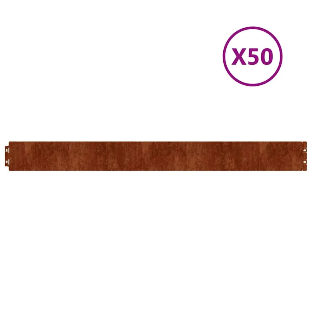 Bordure per Prato 50 pz 10x103 cm Flessibili in Acciaio Corten