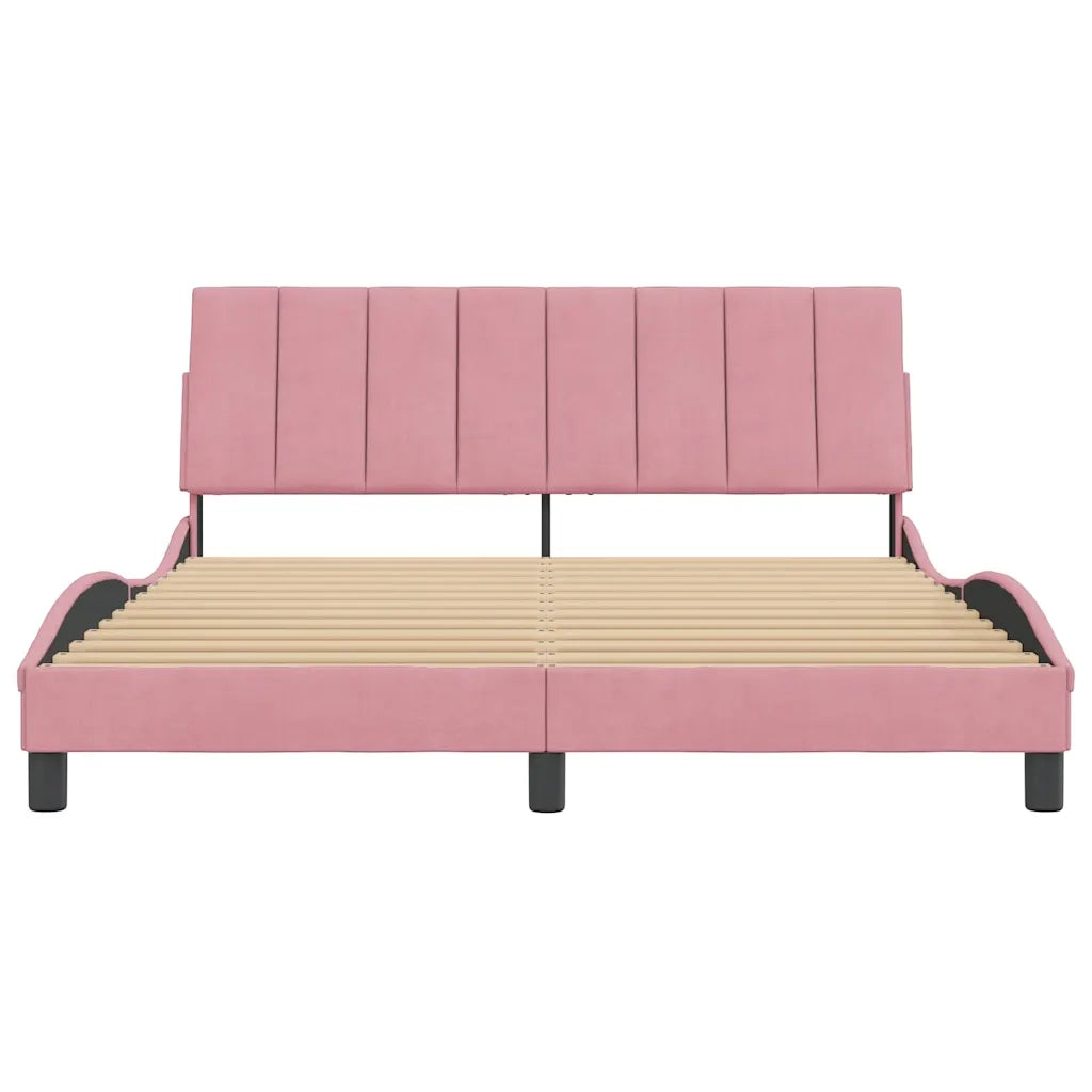 Letto matrimoniale | Letto per adulti | Giroletto senza Materasso Hanko Rosa 160x200 cm in Velluto