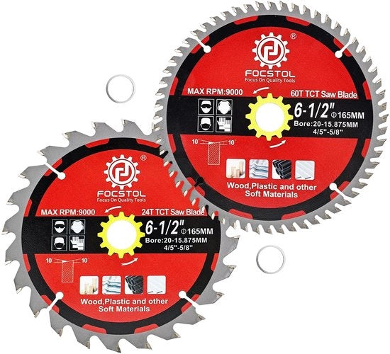 Circolare per Legno - 165mm, 2 Pezzi