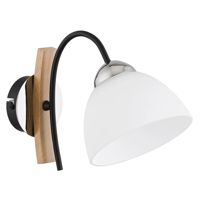 Applique classica JONA legno chiaro bianco E27 15W Alfa
