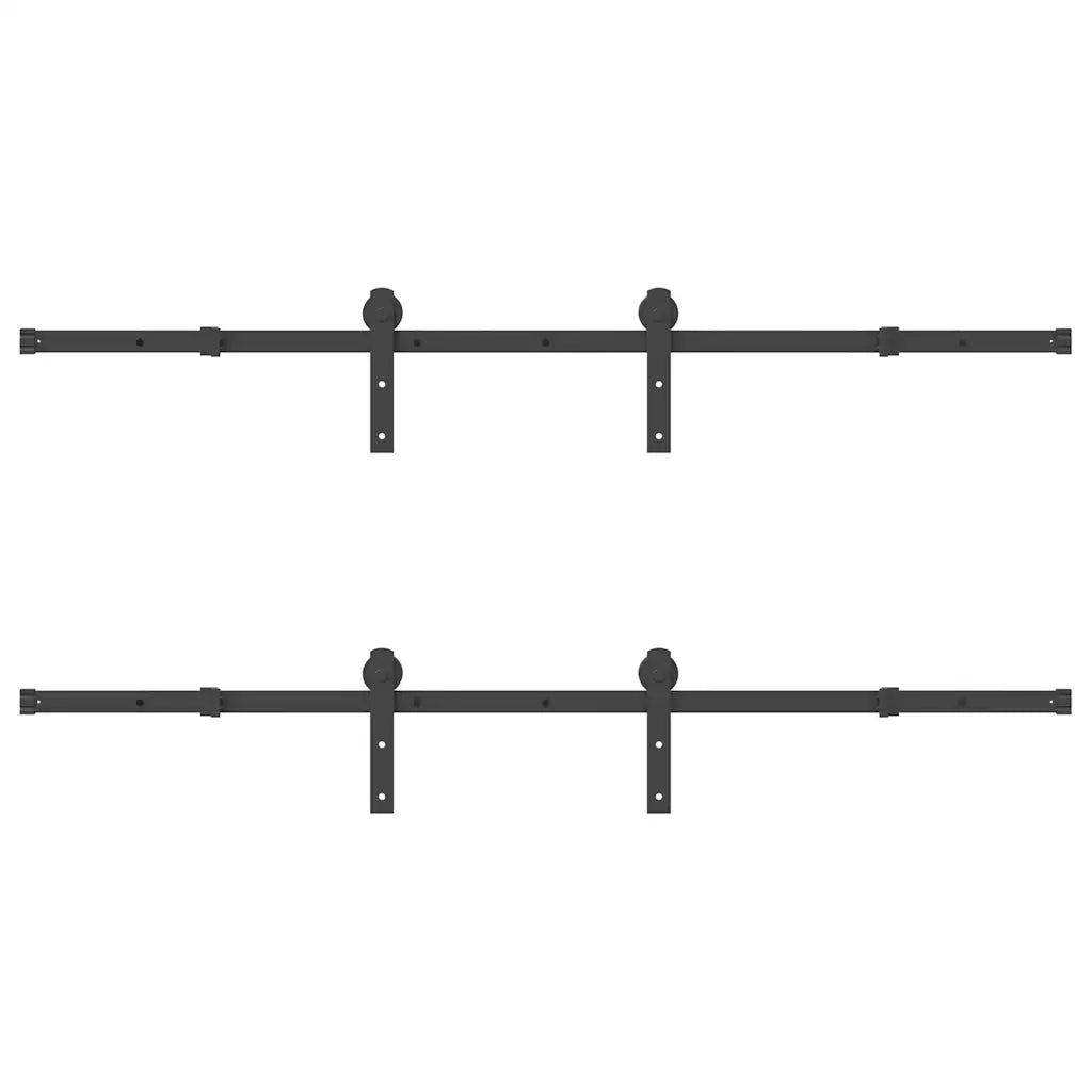 Kit di Binari per Porte Scorrevoli 400 cm Acciaio Nero