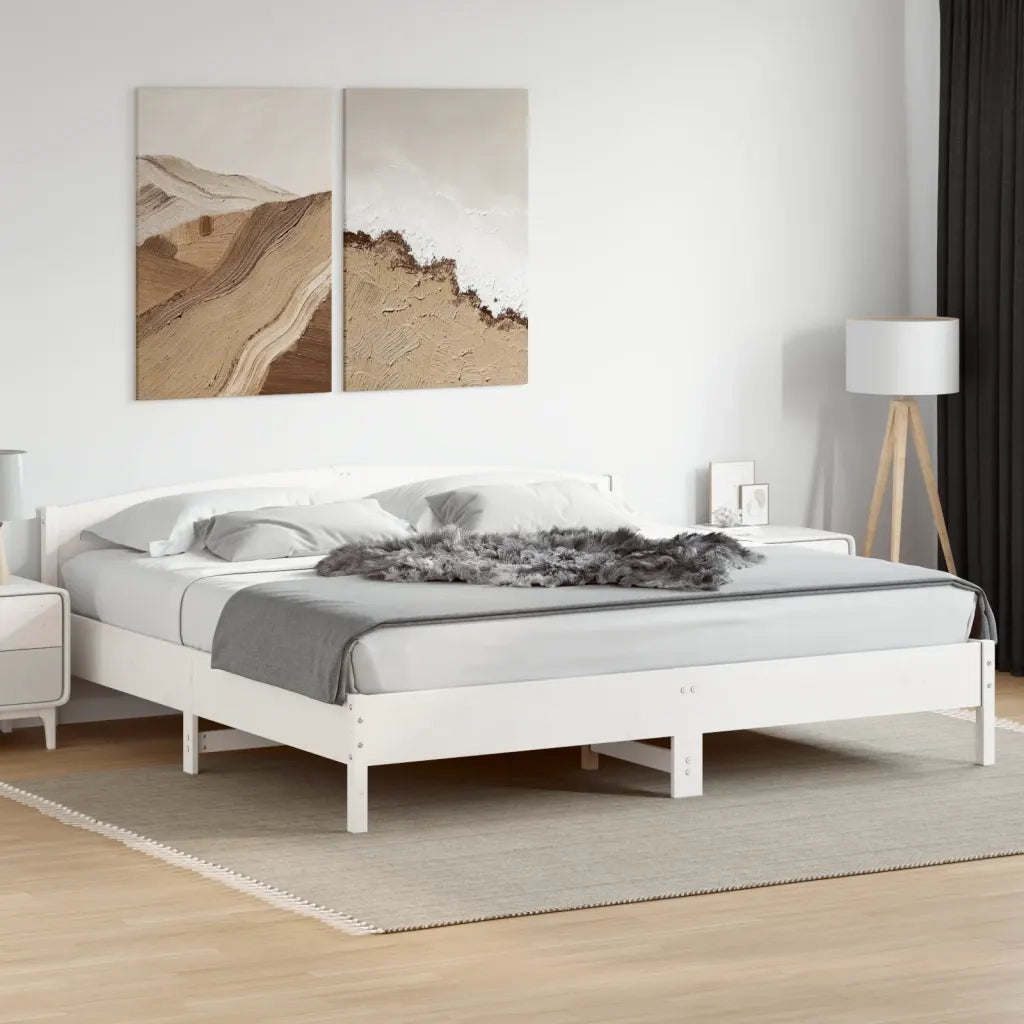 Giroletto senza Materasso-Struttura Letto Bianco 180x200 cm Legno Massello Pino 990537