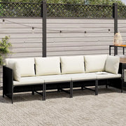 Divano da Giardino a 4 Posti con Cuscini Nero in Polyrattan 313515