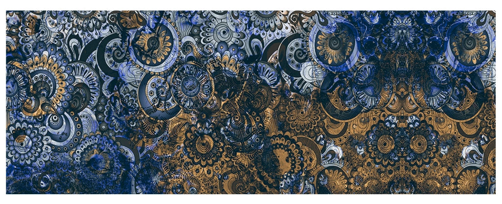 Tappeto passatoia fantasia made in Italy antiscivolo lavabile aderente Mandala Blunotte - 50x500 cm