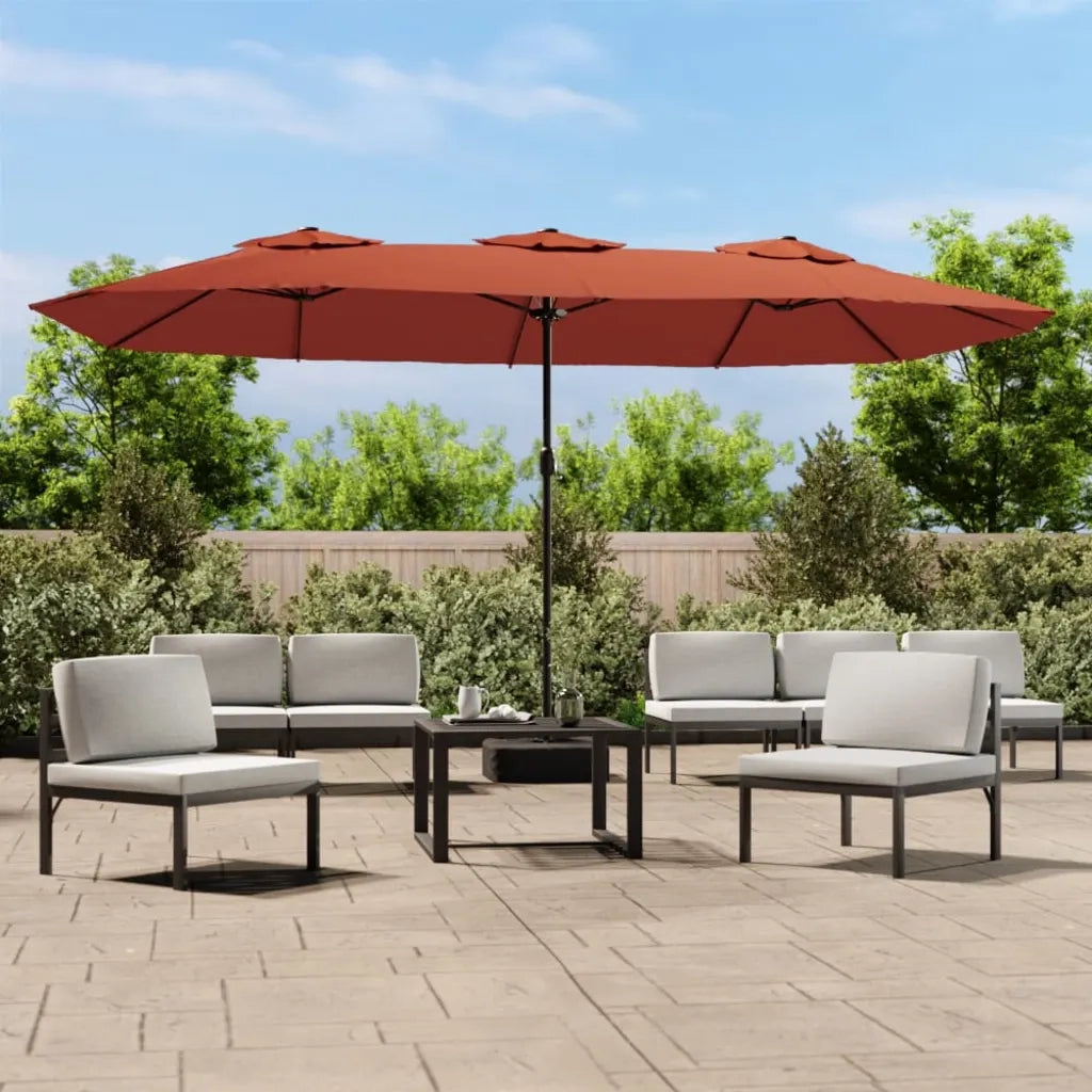 Ombrellone a Doppia Testa con LED-Ombrello da giardino Terracotta 449x265 cm