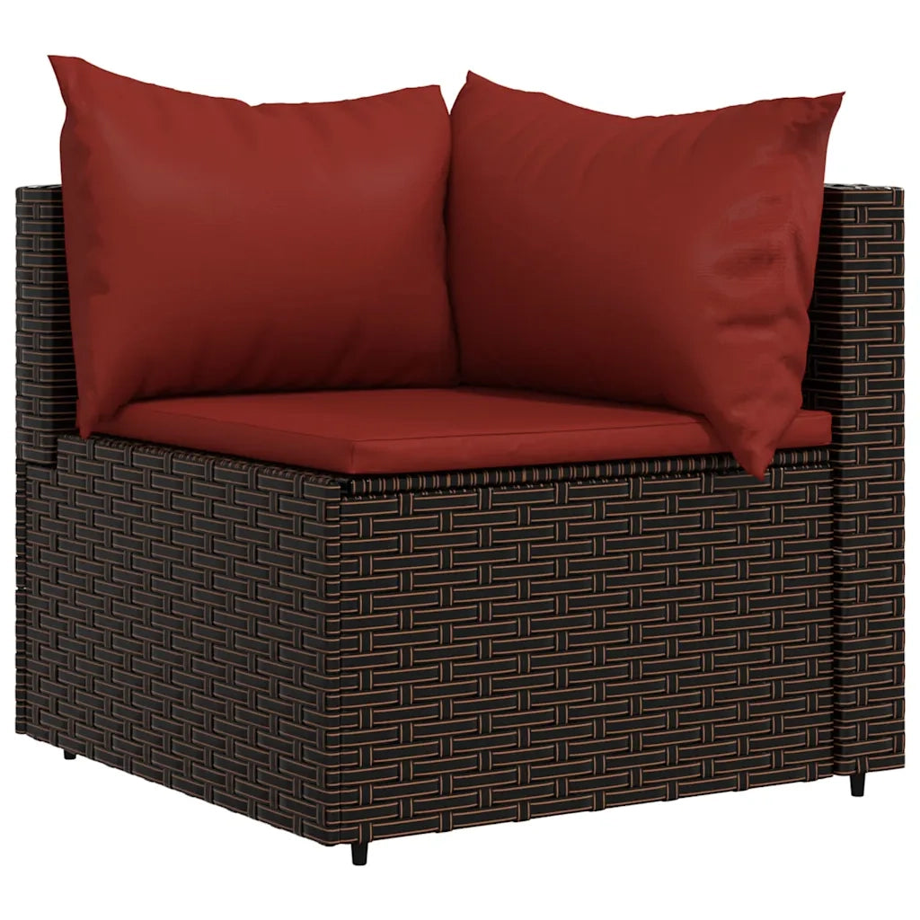 Set Mobili da Giardino 4 pz con Cuscini in Polyrattan Marrone 319815