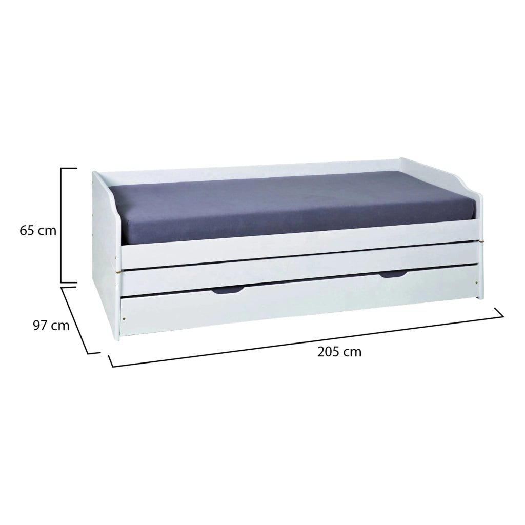 Sibari, Letto Singolo Contenitore, Bianco