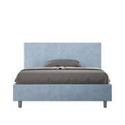 Letto Matrimoniale 160x200 cm con Rete e Contenitore Adele Azzurro