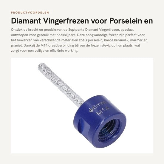 Pulitore a Vapore per Porselein/Hard Keramiek con Diamant Deeltjes - Scherpe/Slijtvast - Vacuüm Gelast - Diamantfreze - M14 Diamantborstel