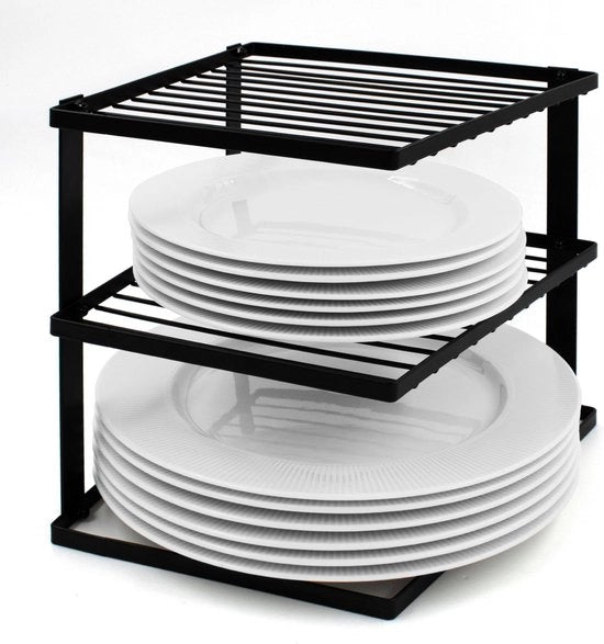 Organizzatore a Lame per Cucina - Supporto Angolare 25x25x19cm - Nero