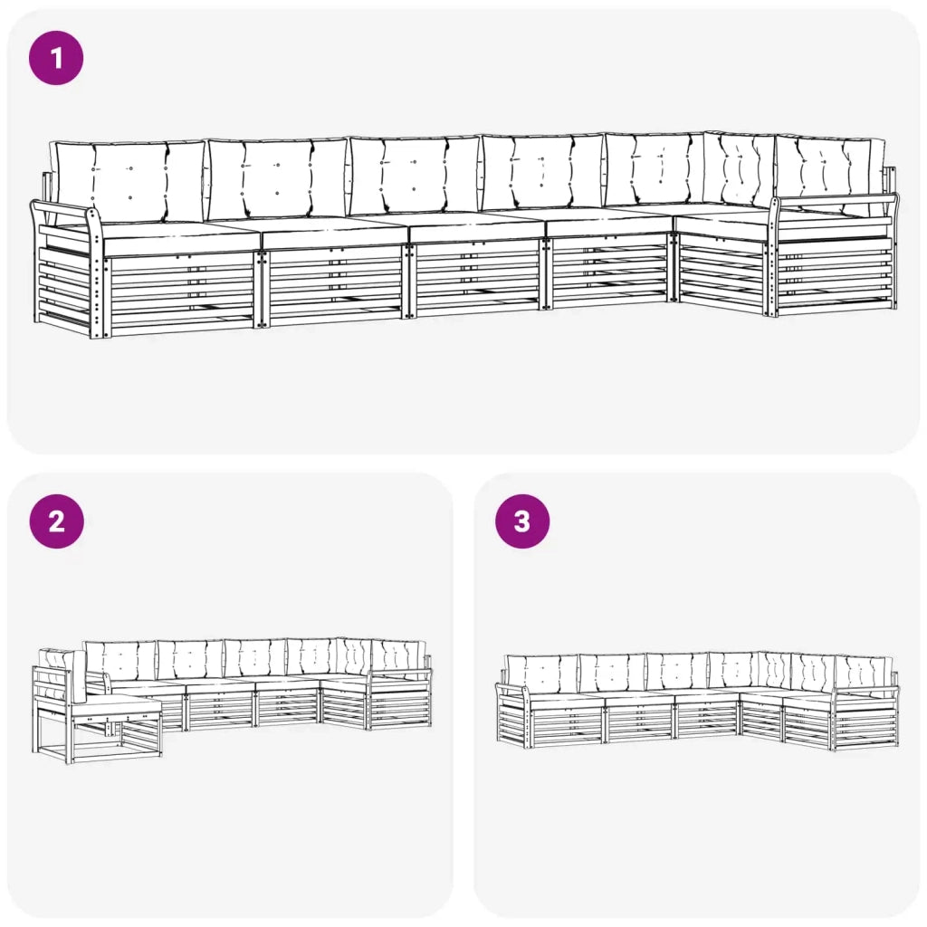 Set di divani da esterno 6 pcs Bianco e Beige 3390568