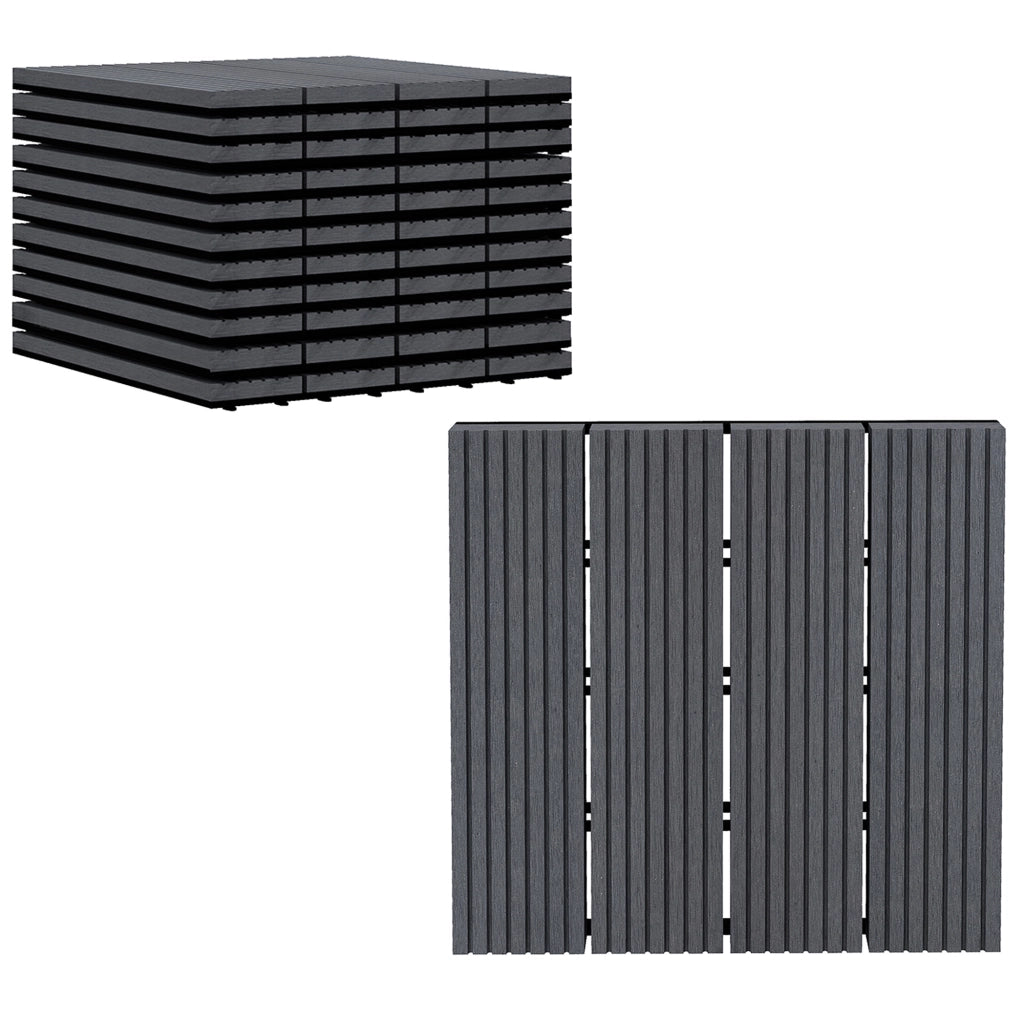 Set Piastrelle per Esterni in HDPE Riciclato ¨C zephmum ¨C Grigio 30x30x2.2 cm