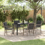 Set da Pranzo per Giardino 5 pcs Grigio chiaro polyrattan