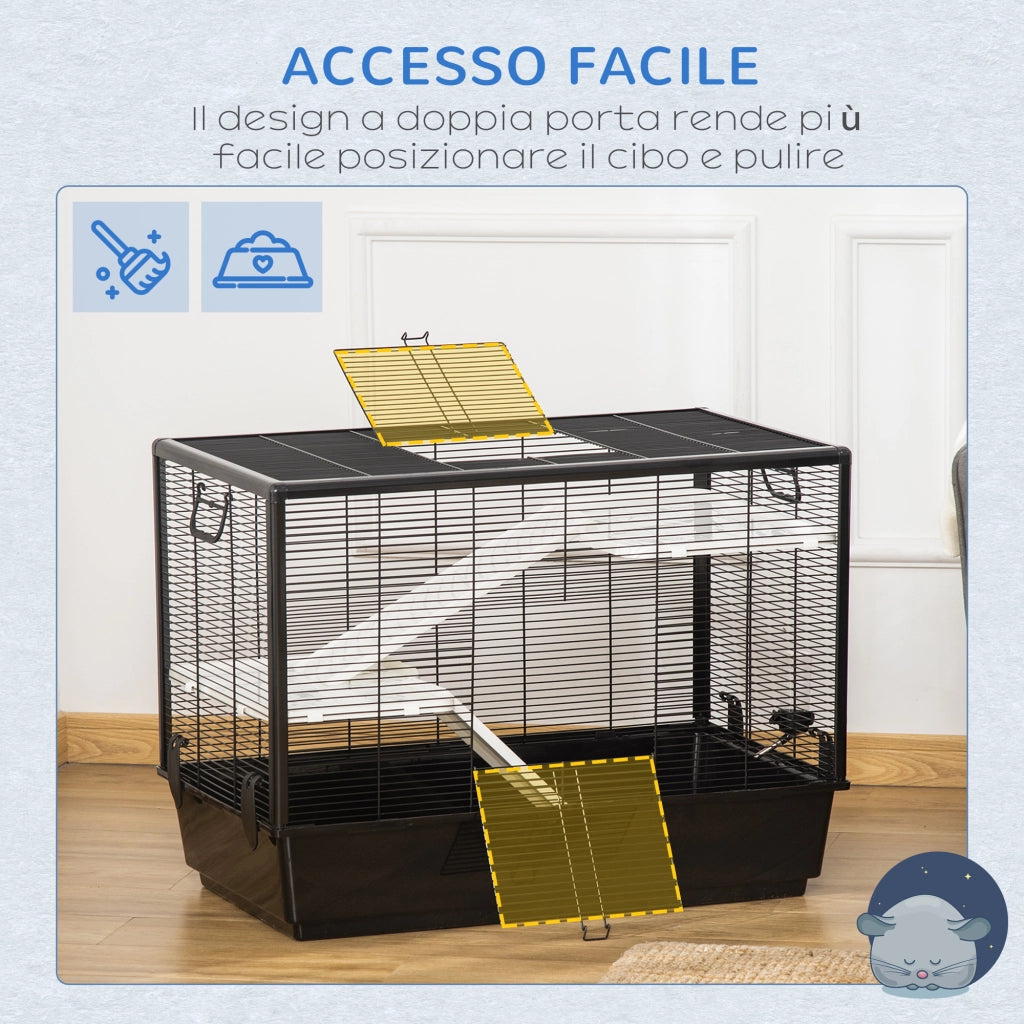 Gabbia per Porcellino d'India ¨C Minimal ¨C 80x48x58cm, Nera