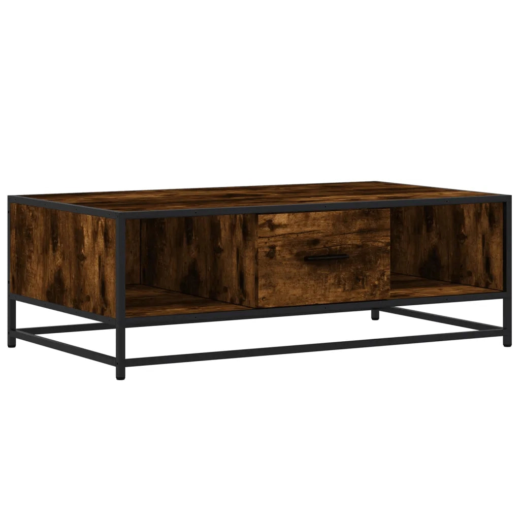 Tavolino-Tavolino da soggiorno-Tavolo Rovere Fumo 100x57x35cm in Legno Multistrato e Metallo
