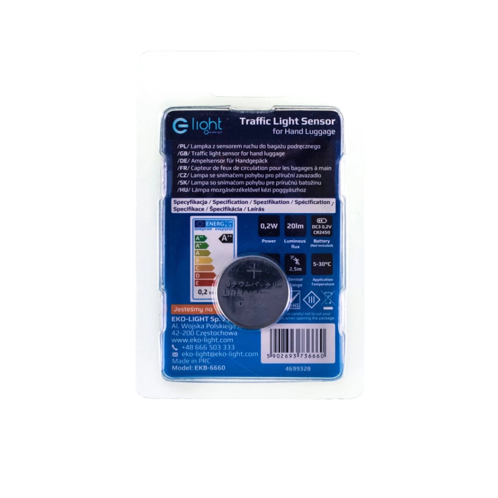 Lampada LED 0,2W con sensore, batteria CR2450 bianca