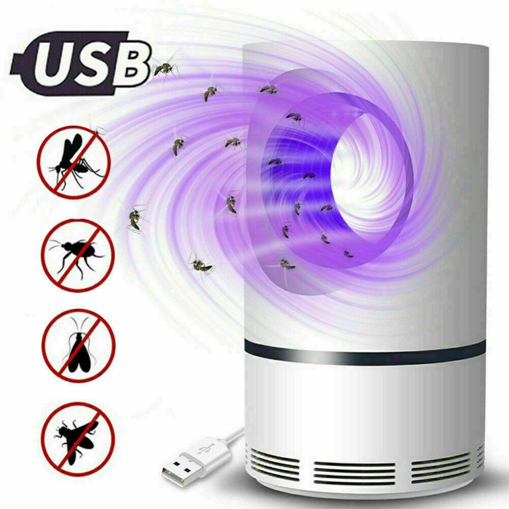 Trade Shop - Lampada Anti Zanzare Insetti Mosche Zanzariera Elettrica Usb Led Aspiratore Fan -