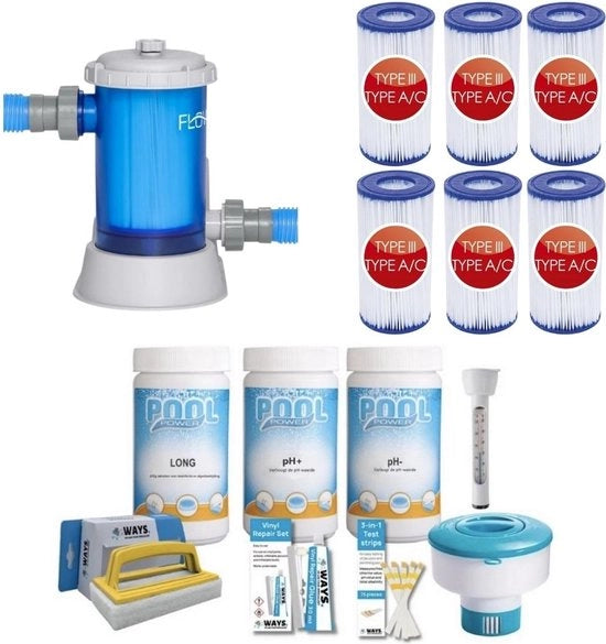 Manutenzione Piscina - Kit Grande & Pompaggio 5678 L/u & 6 Filtro Tipo III