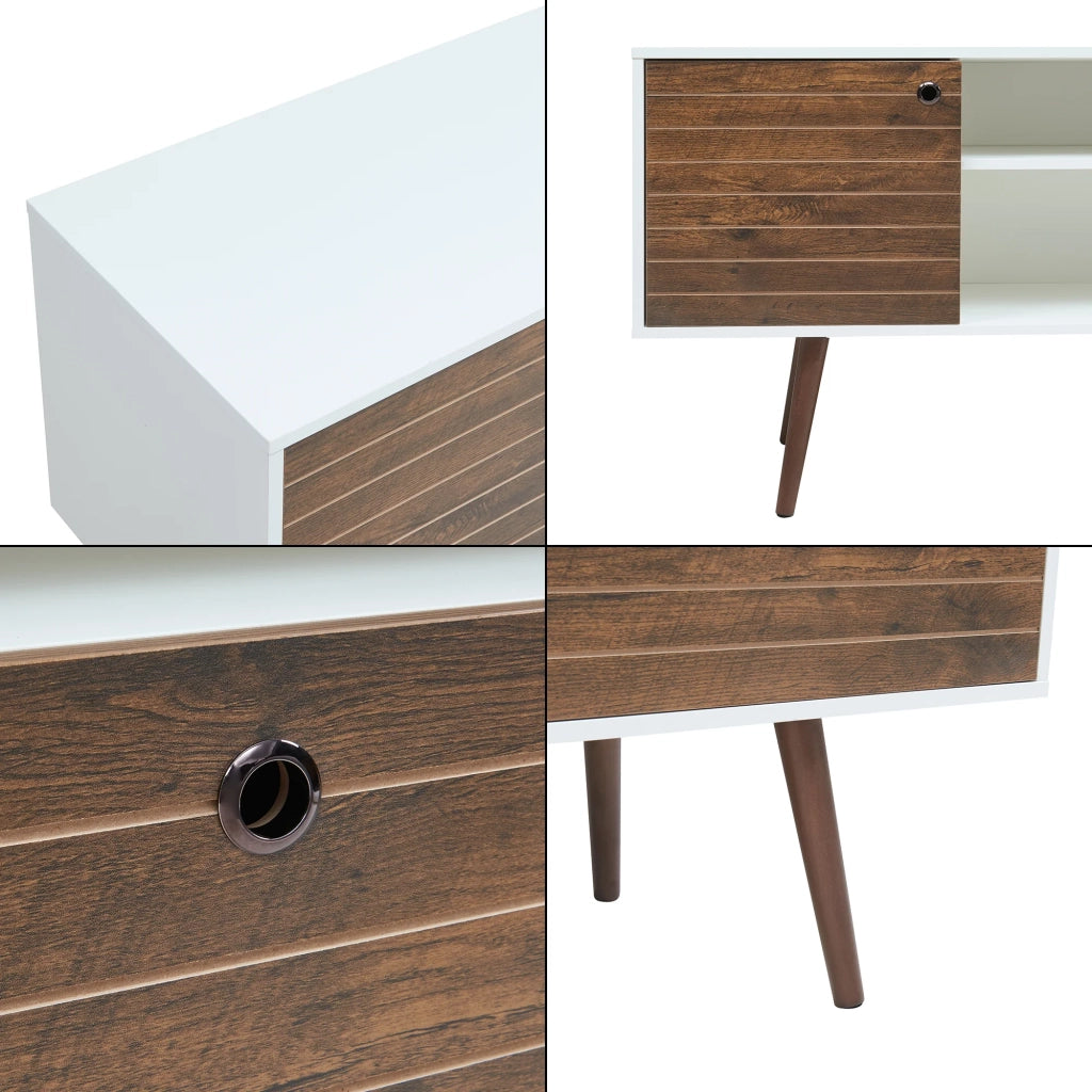 Mobile porta TV mensola porta TV per soggiorno 165 x 40 x 66 cm bianco effetto noce 03_0010106