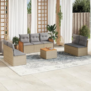 Set Divano da Giardino 8 pz con Cuscini Beige in Polyrattan 3227564