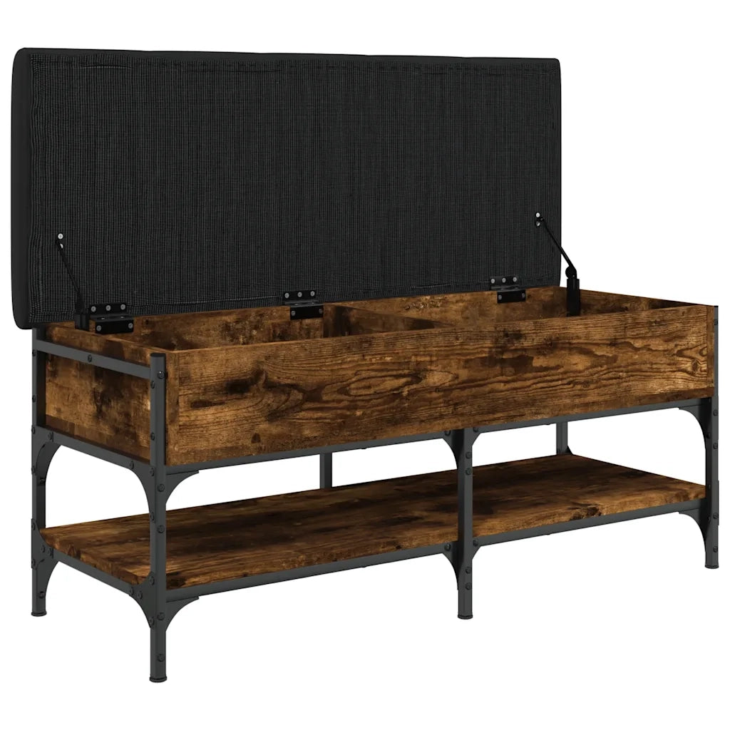 Panca Porta Scarpe-Sgabello-Panca Scarpiera Rovere Fumo 102x42x45 cm Legno Multistrato