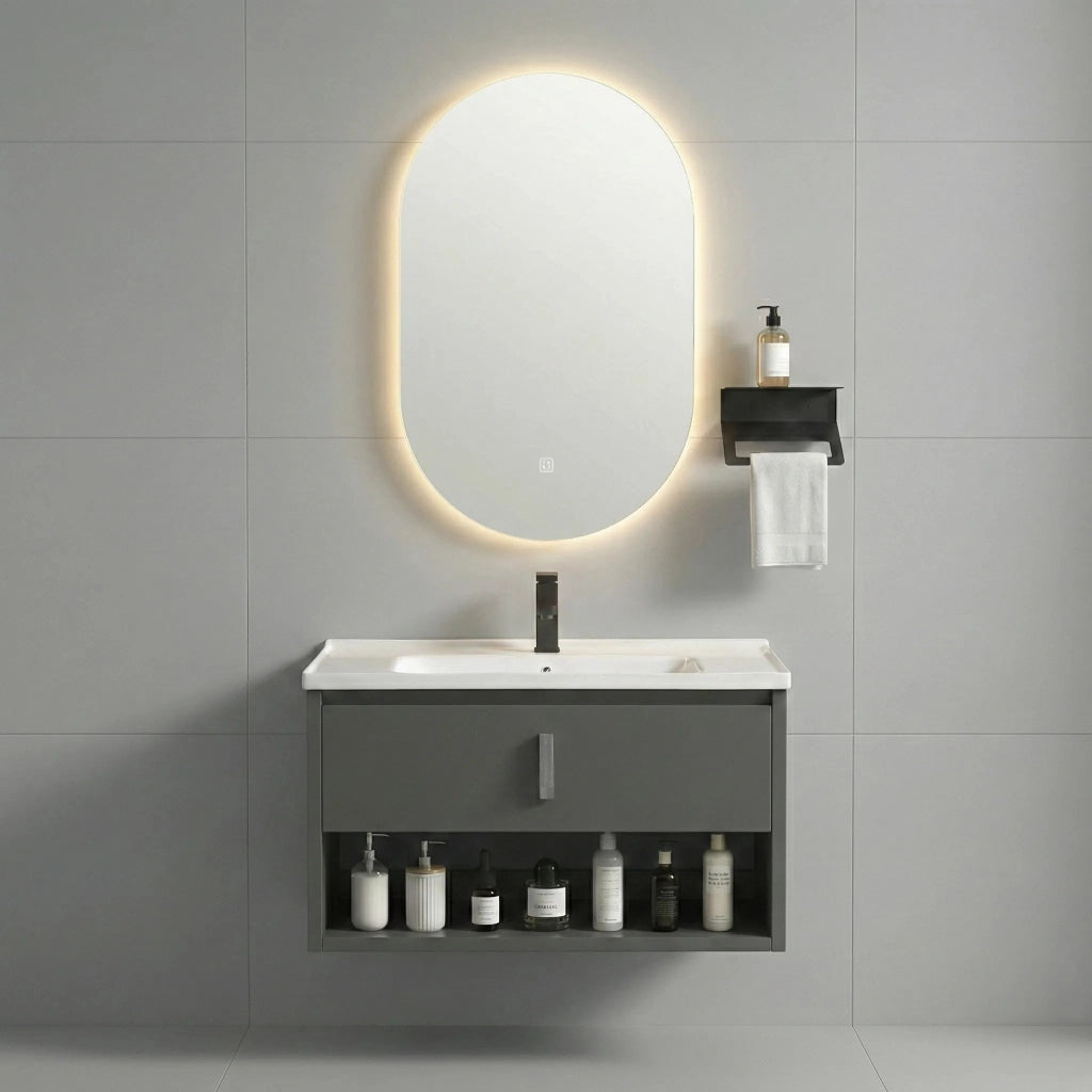 Set Di Mobili Da Bagno Con Lavabo River 60cm Grey