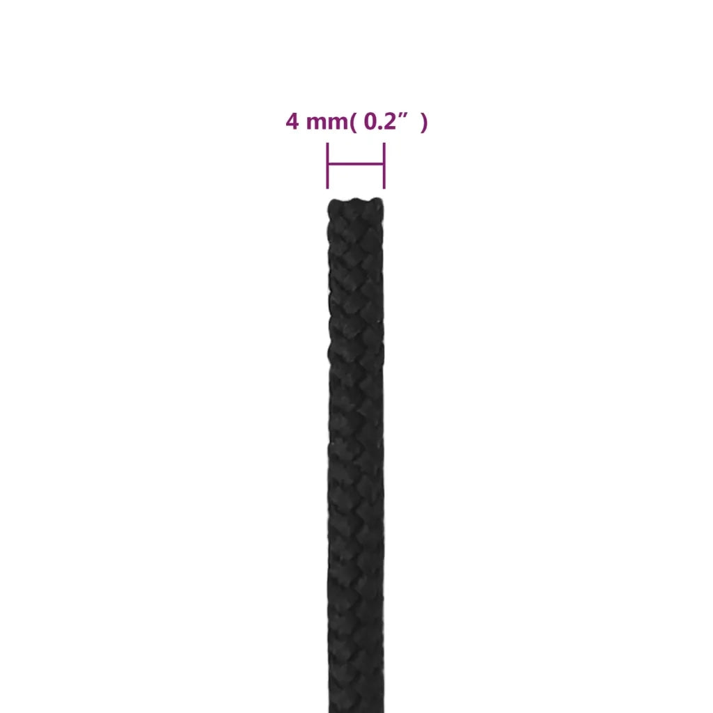 Corda | Fune per barca Completamente Nera 4 mm 25 m in Polipropilene