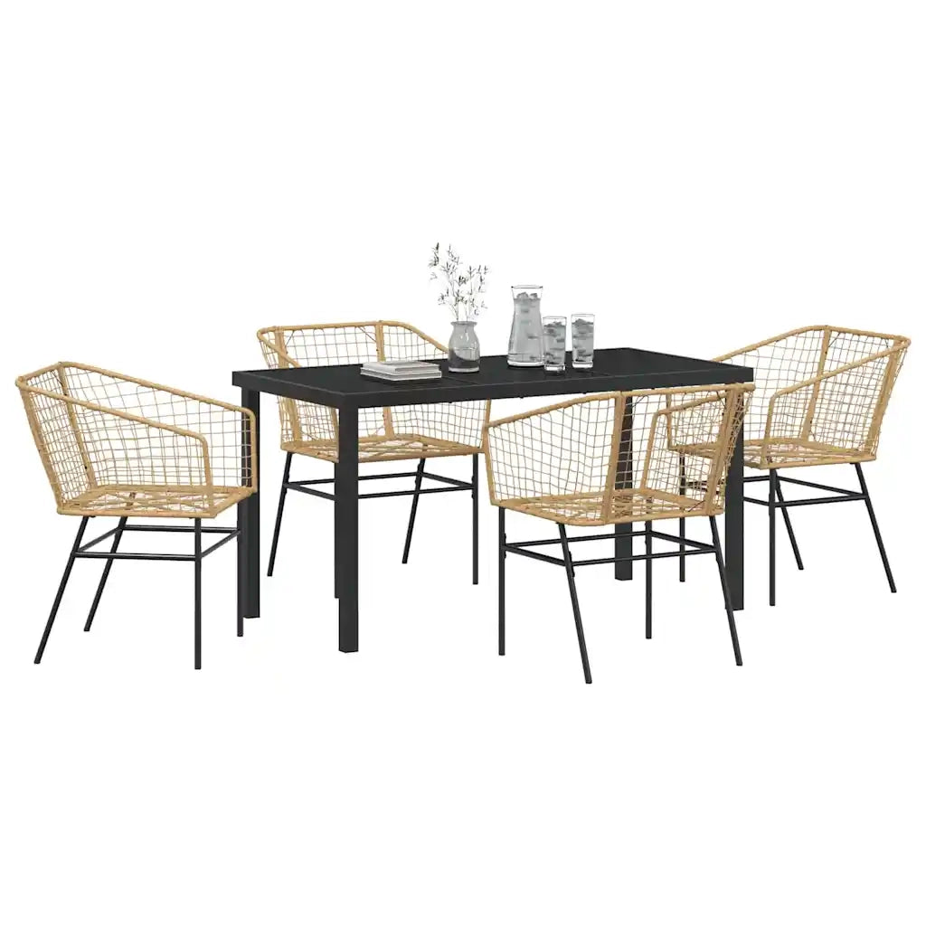Set da Pranzo per Giardino 5 pcs Marrone polyrattan