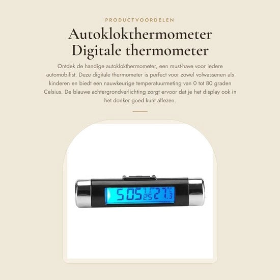Termostato digitale per veicoli - Termometro per auto - Illuminazione di fondo - Blu - Termostato per veicoli - Misurazione precisa - Adatto per veicoli di classe A...