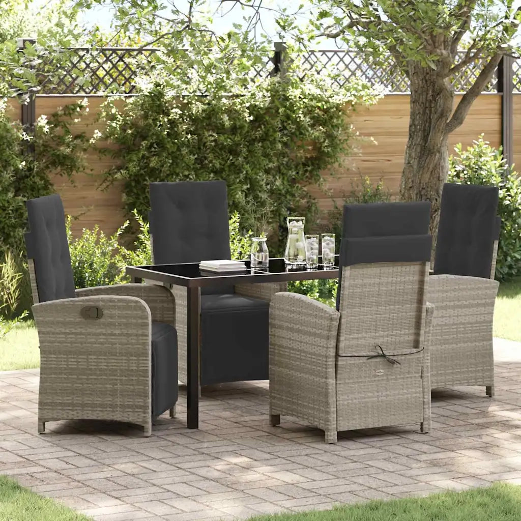 Set da Pranzo per Giardino 5 pcs Grigio chiaro polyrattan