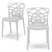 Set 2 sedie in polipropilene ARMONIA, impilabile, resistente ai raggi UV, design moderno, ideale per sala da pranzo, cucina, sala d’attesa, bar, ristoranti o giardino, colore Bianco