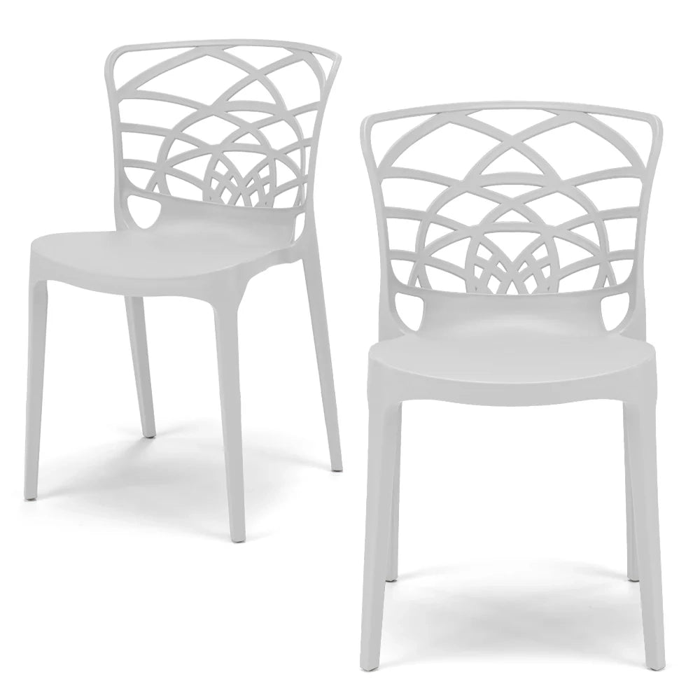 Set 2 sedie in polipropilene ARMONIA, impilabile, resistente ai raggi UV, design moderno, ideale per sala da pranzo, cucina, sala d’attesa, bar, ristoranti o giardino, colore Bianco