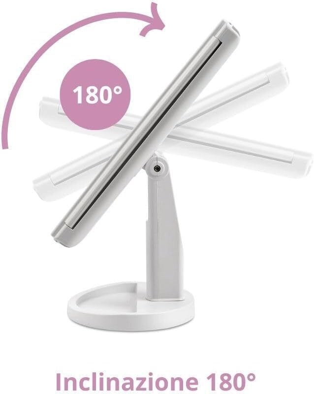 Girmi BE05 Stupenda Make-up Specchio per Trucco LED Touch Ingrandimento 2x 3x Alimentazione USB Batteria colore Bianco