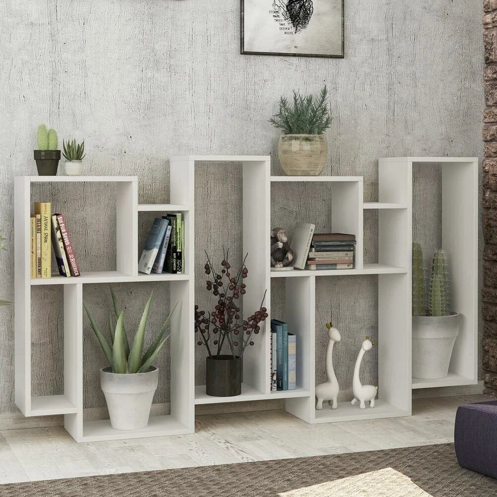 Libreria Moderna 168x96x25 cm Scaffale 8 Ripiani in MDF Bianco