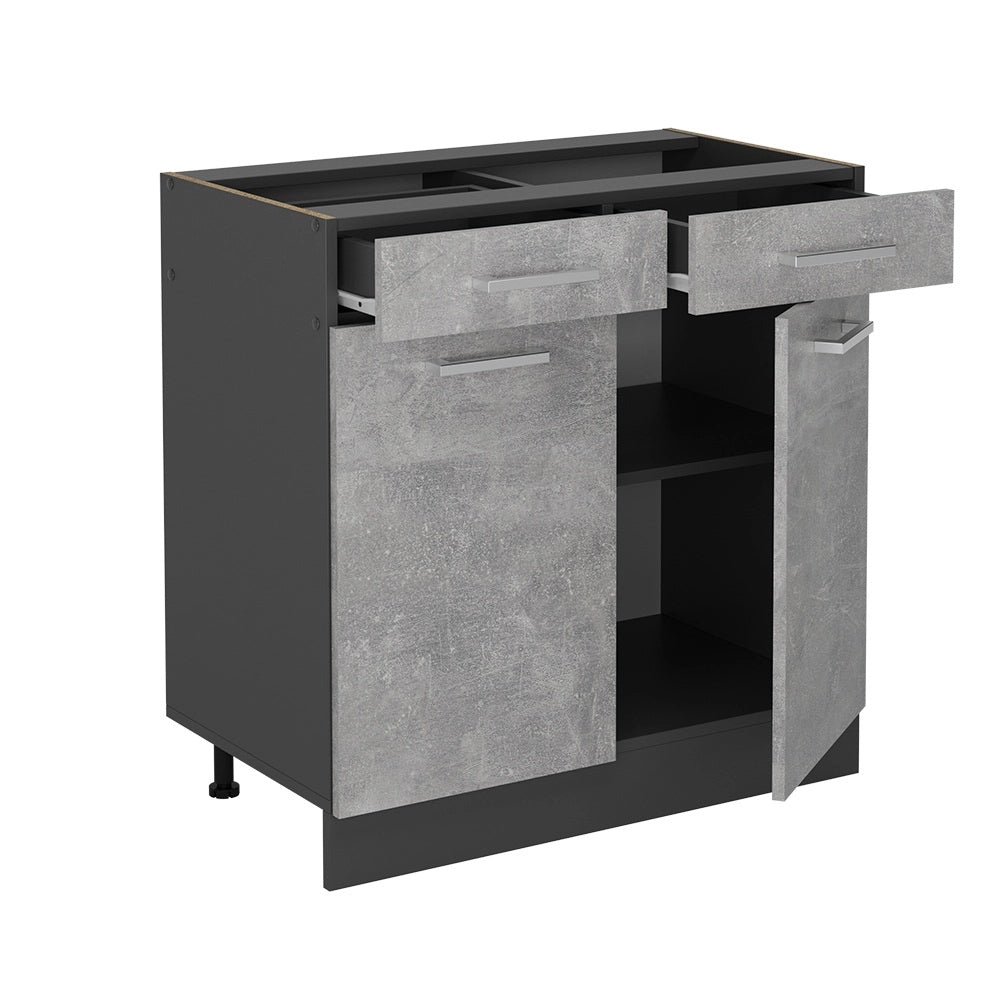 Vicco Mobiletto base per cucina Calcestruzzo 80 cm , PL Rovere