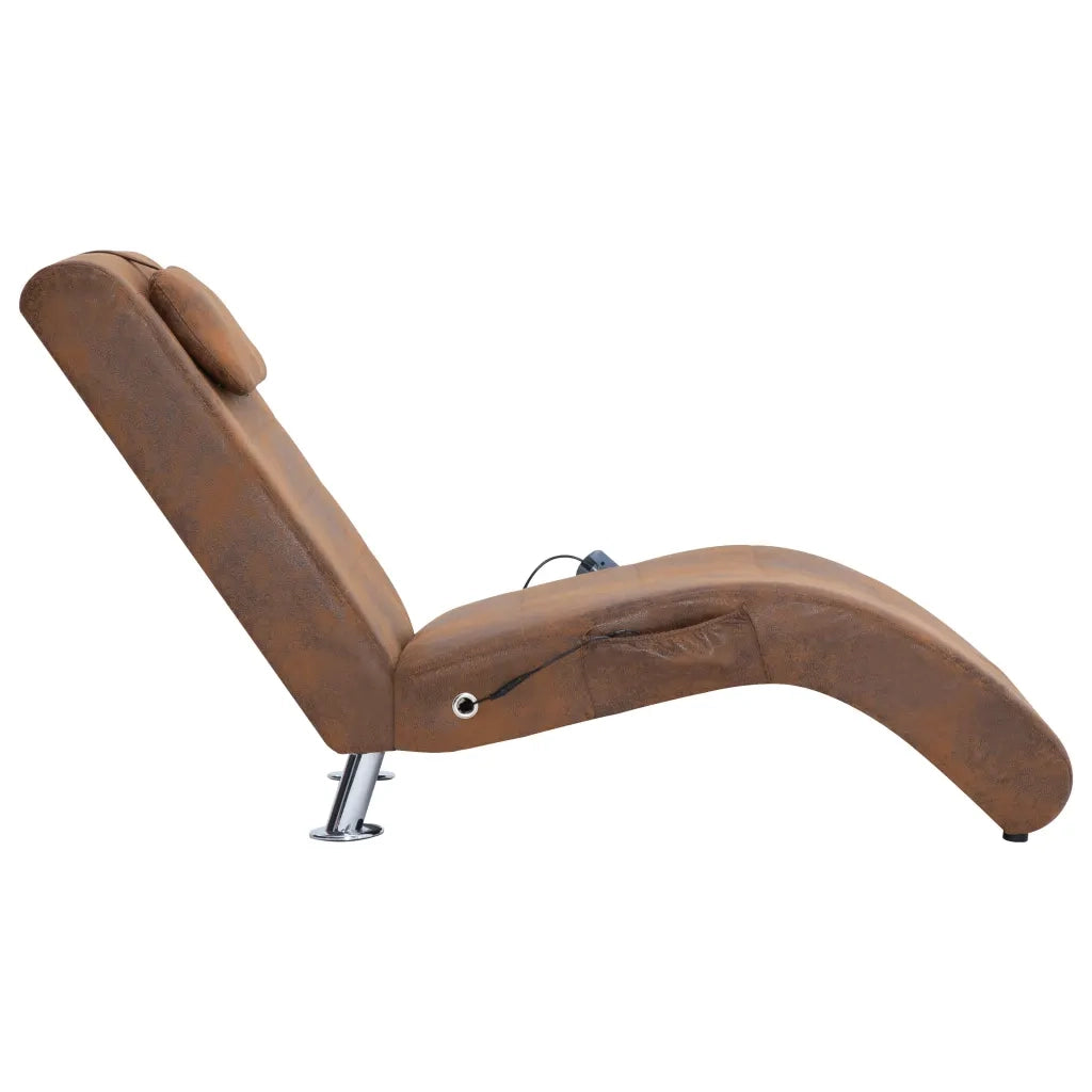 Sdraio Massaggiante con Cuscino Marrone Similpelle Scamosciata 281289