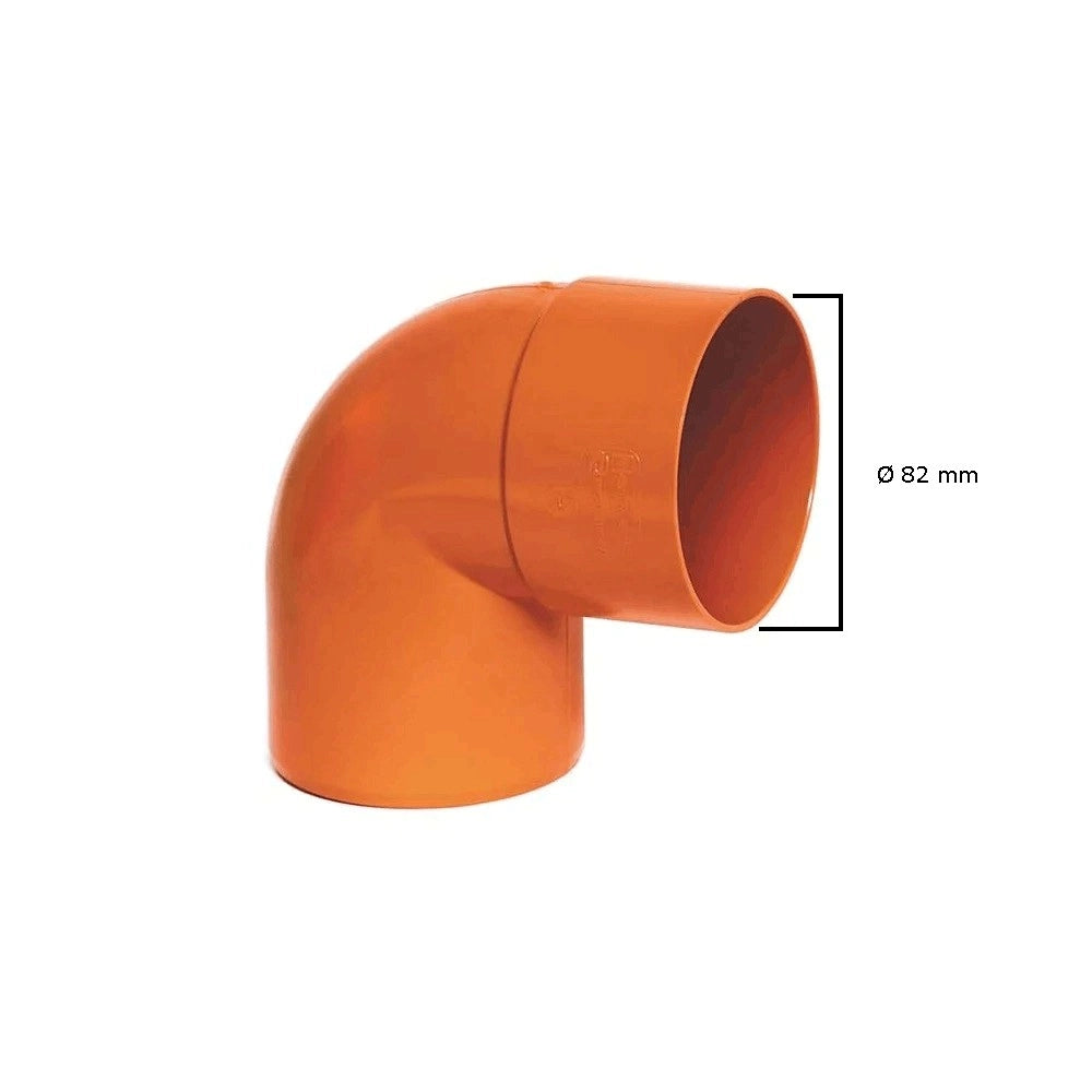 Curva 87.30° in pvc : Colore - Arancio, Diametro - 82