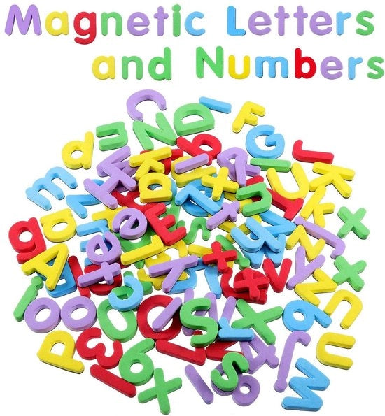 Lettere Magnetiche 108 Pezzi - Lettere Grande e Piccole - Numeri - Giocattoli Educativi - Giocattoli Sensoriali - Materiale EVA Multicolore