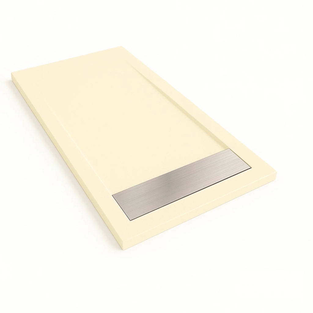 Piatto doccia Bidai con bordo 80X80 cm colore Crema intenso RAL 1015 griglia in Acciaio