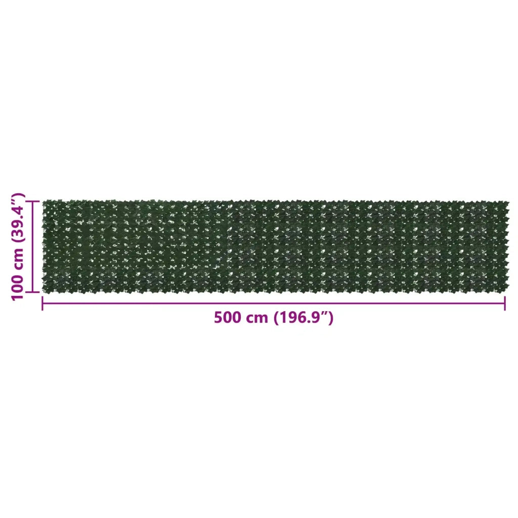 Schermo per balcone con foglie-Pannello per balcone Verde Scuro 500 x 100 cm