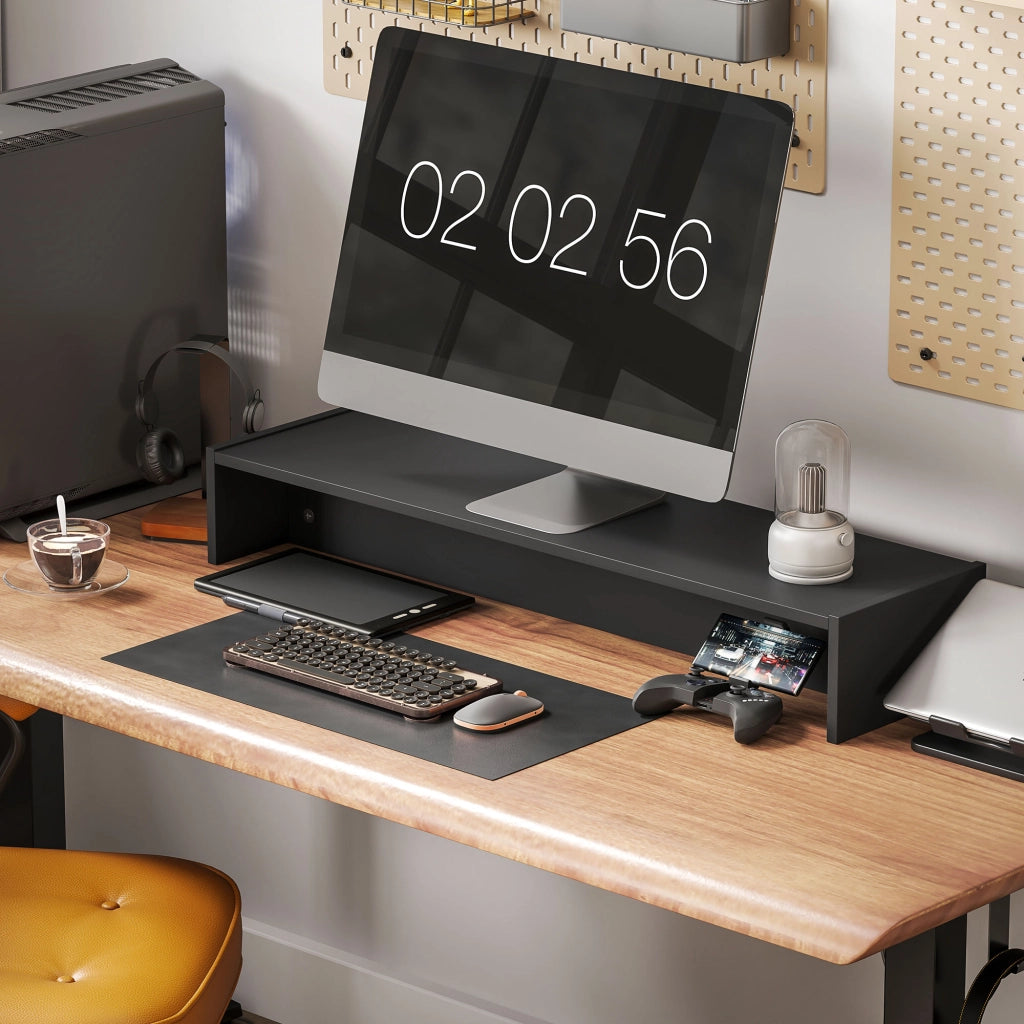 Supporto Monitor PC ¨C Zephmum ¨C 100 cm Nero con 2 Ripiani