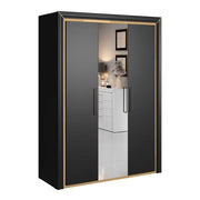 Armadio 150cm collezione DOHA. Colore nero opaco e dorato.